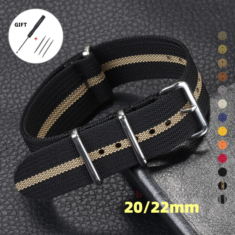 Premium Quality Ribbed Strap For Ballistic Fabric Watch straps Replacement Watchband 20mm 22mm Nylon Watch Band Accessories