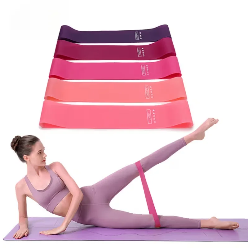 5-Piece Color-Coded Resistance Loop Set – Elastic Workout Bands with Tension Markings; Suitable for Yoga, Pilates, Glute & Leg T