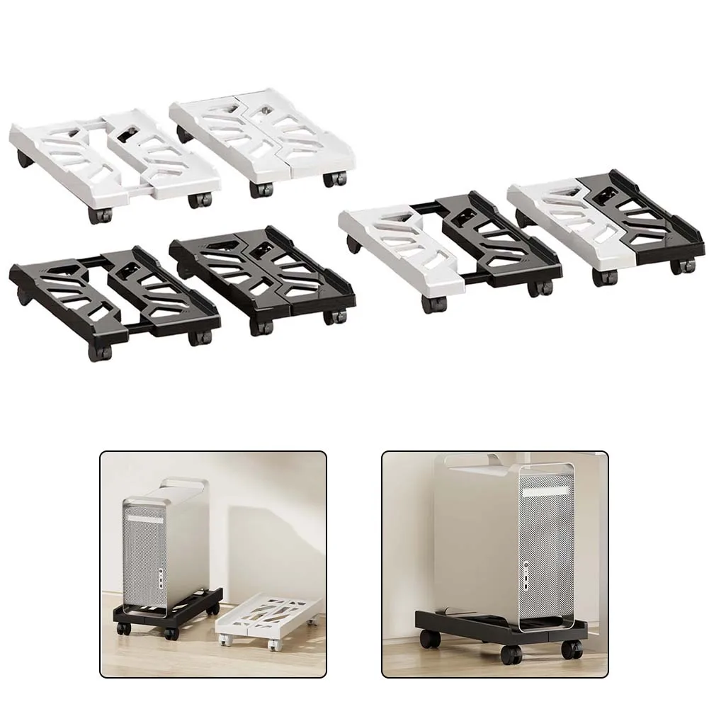 1pc Desktop Computer Host Stand Removable Chassis Bracket Base Home Office Host Rack Adjustable Brake Wheel Chassis Tray