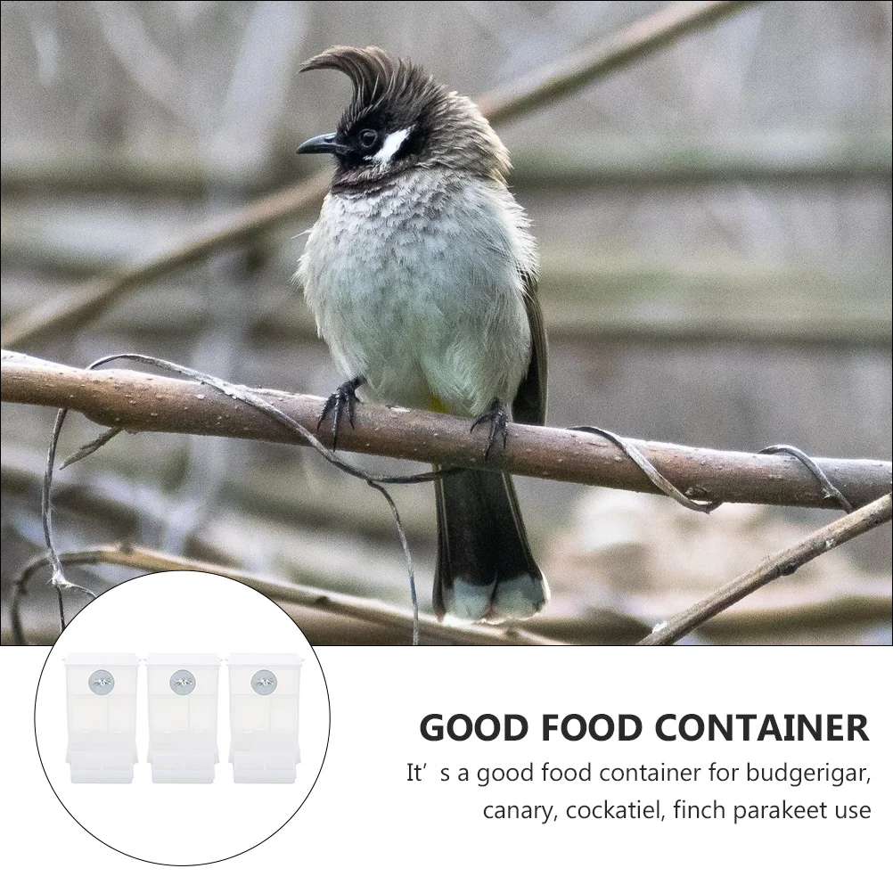 

3Pcs Automatic Bird Feeder Bird Food Container with Hull Collector for Budgerigar Cockatiel Finch Parakeet Balcony Garden