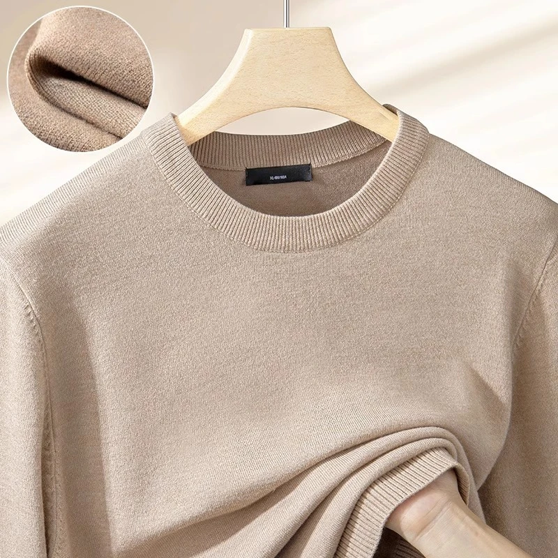 

Мужской свитер, вязаная рубашка с круглым вырезом, пуловер с длинными рукавами, мужская базовая рубашка, вязаный свитер, который можно стирать в машине