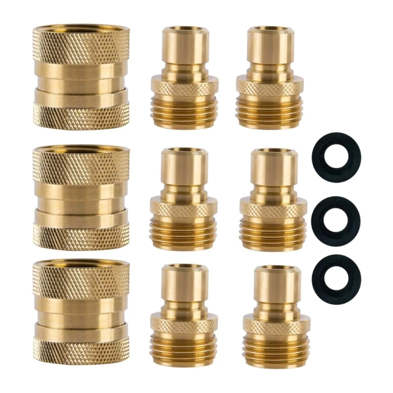 

Garden Hose Quick Connectors Solid Brass 3/4 inch GHT Thread Connector Fittings Leakless Water Hose Male Female Adapters