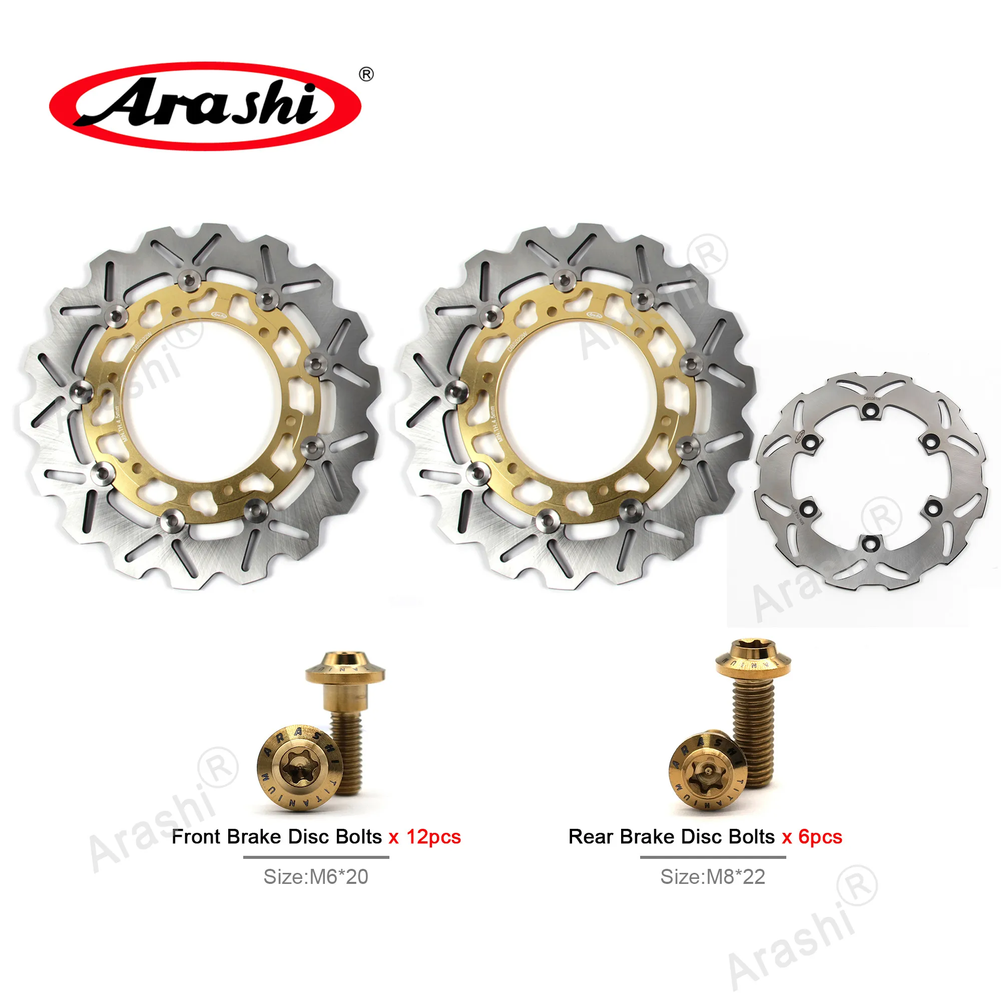 Arashi CNC Floating Front Rear Brake Disc Rotors Bolt Set For YAMAHA YZF R1 YZF-R1 2002 2003 / YZF R6 YZF-R6 1999 2000 2001 2002