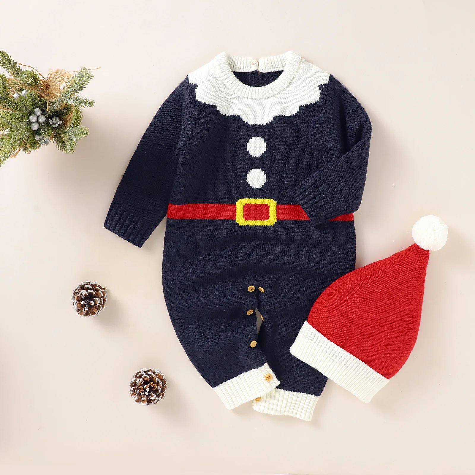 

Christmas Elk Autumn Winter Kids Baby Boys Girls Rompers Clothes + Hat Infant Baby Boy Girl Long Sleeve Knitting Rompers Clothes