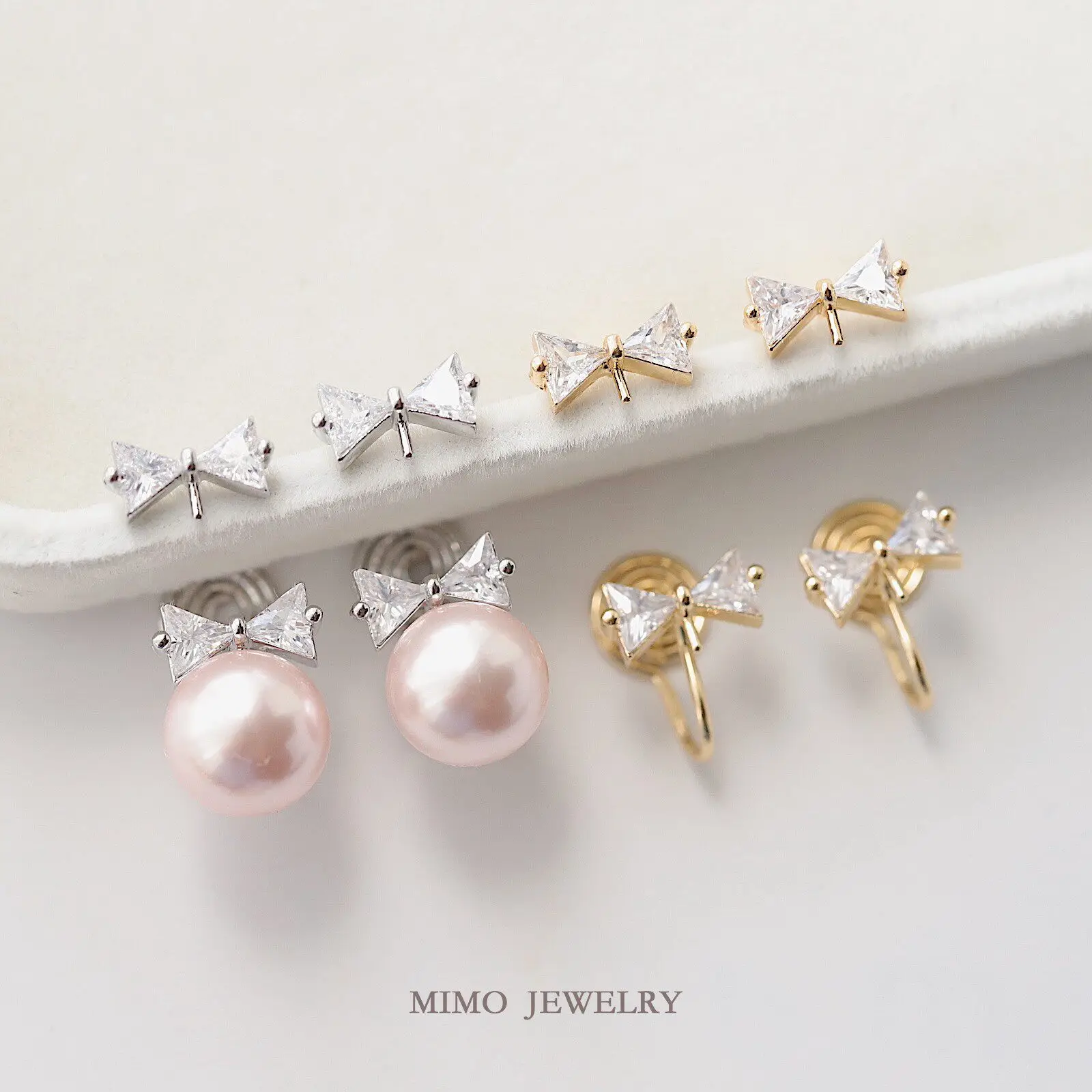 Gold Plated Copper Earrings Base Blank Bow Empty Holder 925 Silver Needle Ear Clips Ear Stud Settings DIY Jewelry Making Supplie