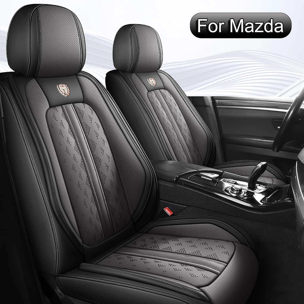 أغطية مقاعد السيارة مجموعة كاملة من جلد البولي يوريثان، مناسبة لمازدا 3، 6، CX-5، CX-3، CX-9، CX-30، CX-50، CX-70، واقي مقعد السيارة الأمامي والخلفي