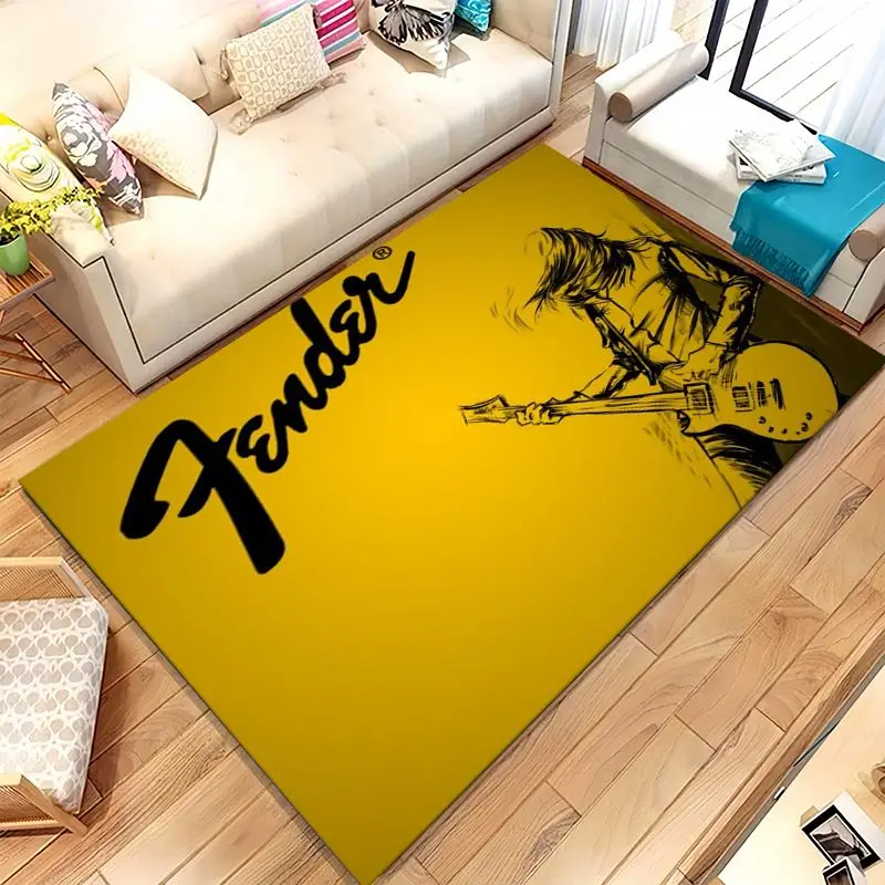 Fender Guitar Theme Rock Music Soft Non-Slip Large Area Rug for Living Room,Bedroom Playroom Carpet Mat for Sofa,Home Decor Gift
