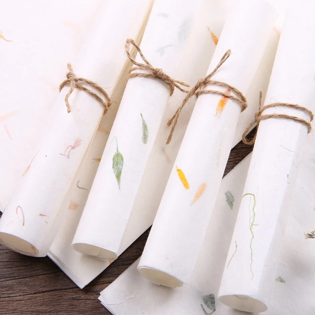 40pcs Chinese Style Fresh Ancient Stationery Paper Painting Paper Handmade Plant Ancient Paper Rice Paper Letterhead(10 pi