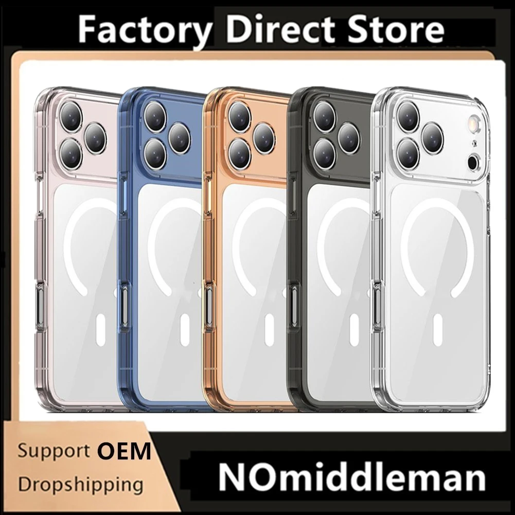 For iPhone 17 Pro Max Wireless Charger Thin Cover  Magnetic Case For iPhone 17 Pro Max Case Anti Yellow Transparent Cover