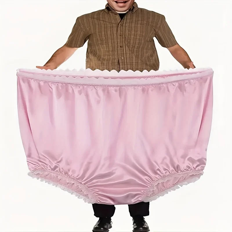 

Funny Boxer Briefs Polyester Funny Giant Pink Lace Trim Boxer Briefs, Playful Adult Prank Gift, for Parties & Humorous Surprises