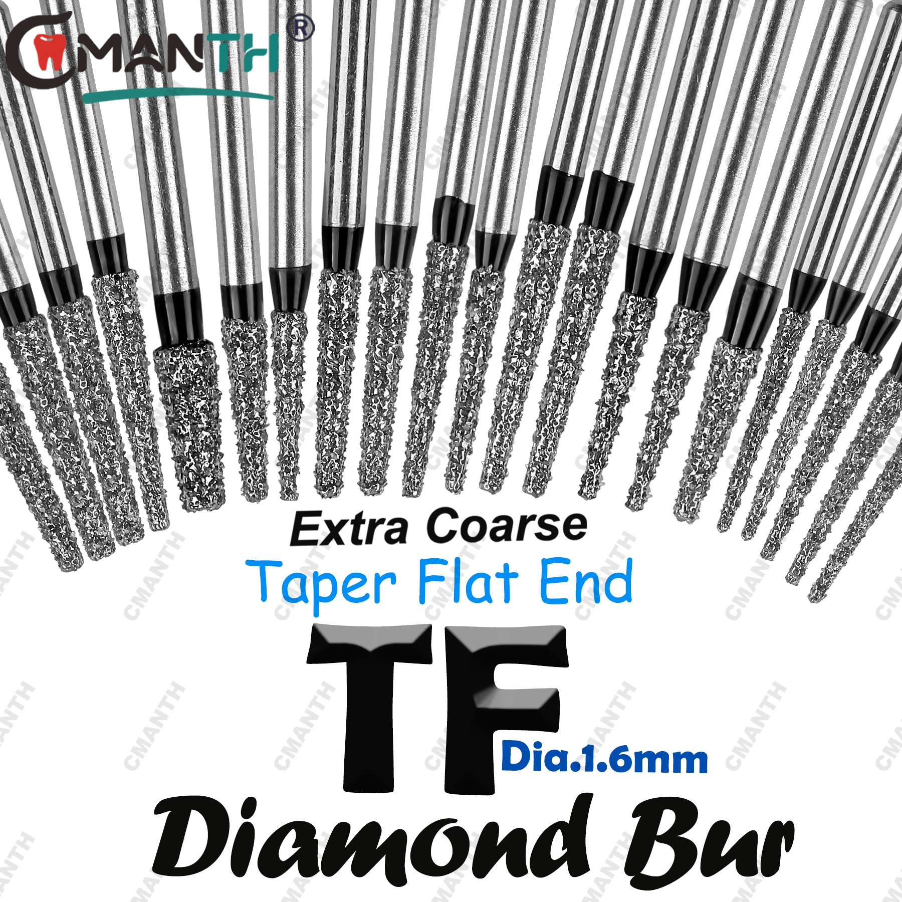 

TF Extra Coarse Dental Bur Diamond Burs For High Speed Handpiece Dental Lab Polishing Friction Grip Tools Dia.1.6mm 10pcs/Pack