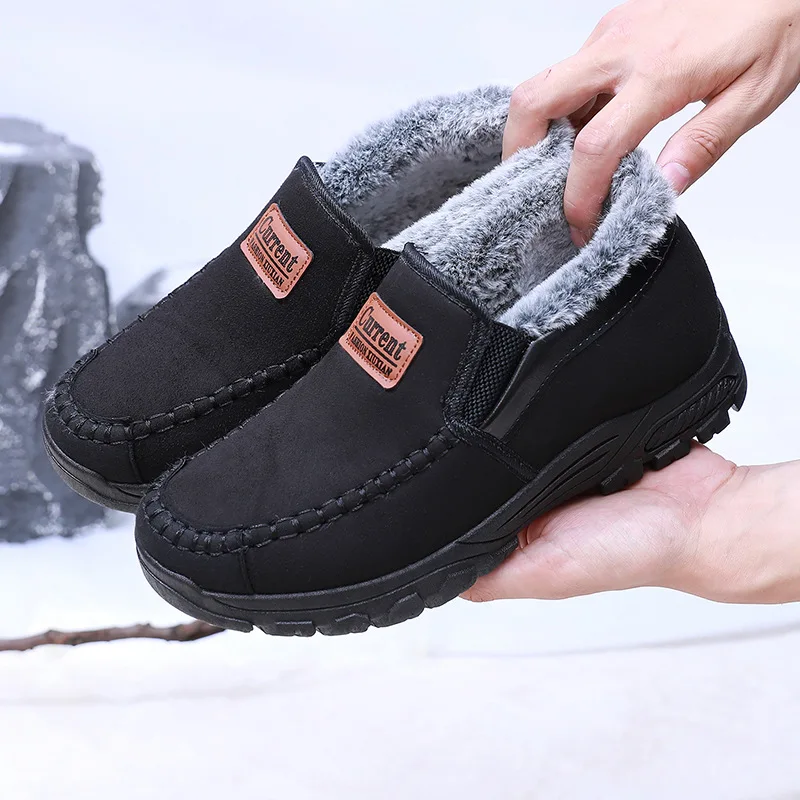 Bottes de neige courtes en peluche pour hommes, coton, chaudes, épaisses, coordonnantes, daim, décontractées, hiver, mode, nouveau