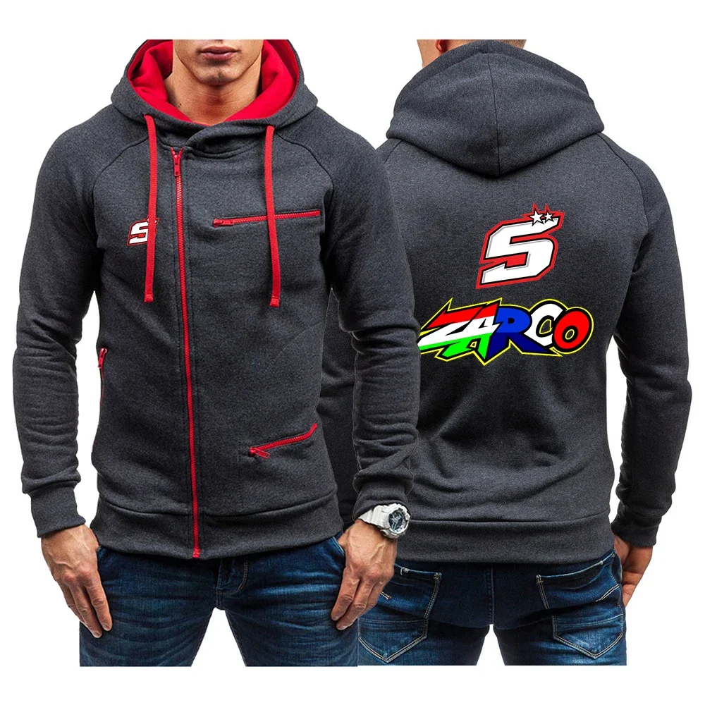 

Moto Rider JOHANN ZARCO No. 5 Men's Spring and Autumn Harajuku Slim-fit New Four-Color Zipper Sweatshirts Printing Fashion Coat