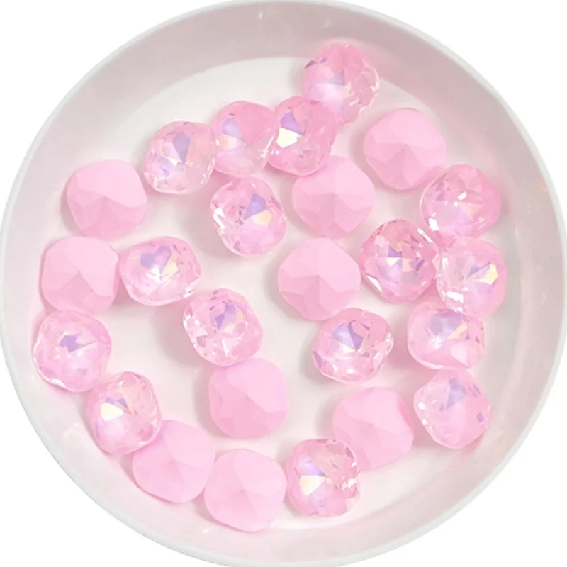 100 sztuk 8mm Fat Square Neon Mocha diament do paznokci Multi cut kryształ szpiczasty dolny biżuteria do paznokci Super musujące diamentowe akcesoria