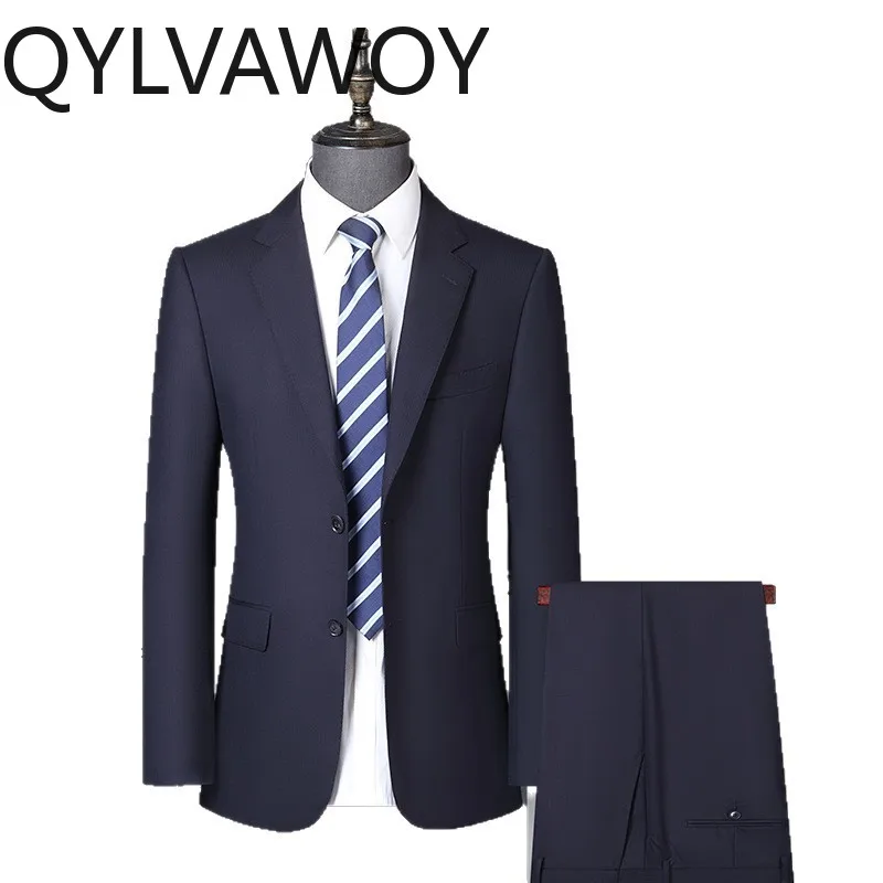 

QYLVAWOY 100% Worsted Pure Wool Man Suits Luxury Suits for Man 2 Piece Set 2026 New Business Formal Suit Wedding Costumes Hommes