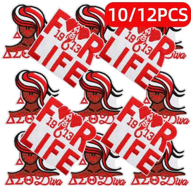 10/12PCS Wholesale 1913 DST Delta Sigma Theta Iron on Patche Theme Embroidery Cloth Bag Decorative Patch Independence Day