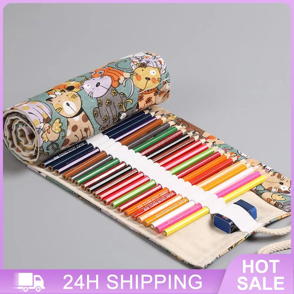 مادة قماشية حقيبة أقلام رصاص ، حقيبة تخزين خيوط ثابتة ، 12 فتحة ، صندوق قرطاسية رمادي ، مقبس مرن ، توفير مساحة