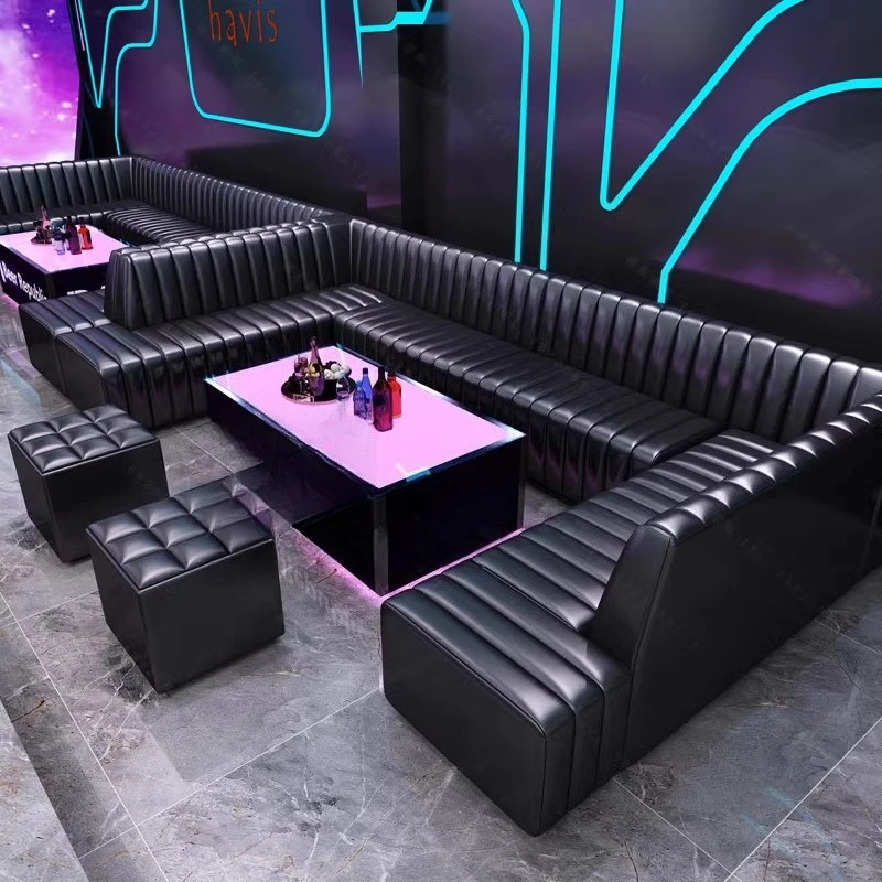 

Night ktv light luxury sofa booth coffee table combination bar clear bar UL type corner box family European sofa