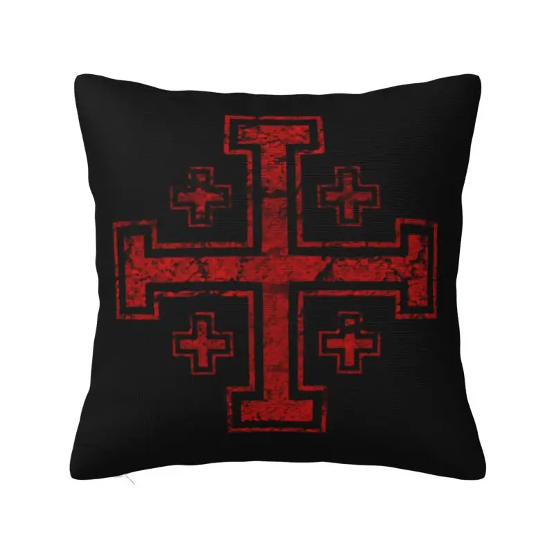 

Templar Knight Jerusalem Cross Seal Cushion Covers Soft Medieval Warrior Throw Pillow Case for Sofa Square Pillowcase Decoration