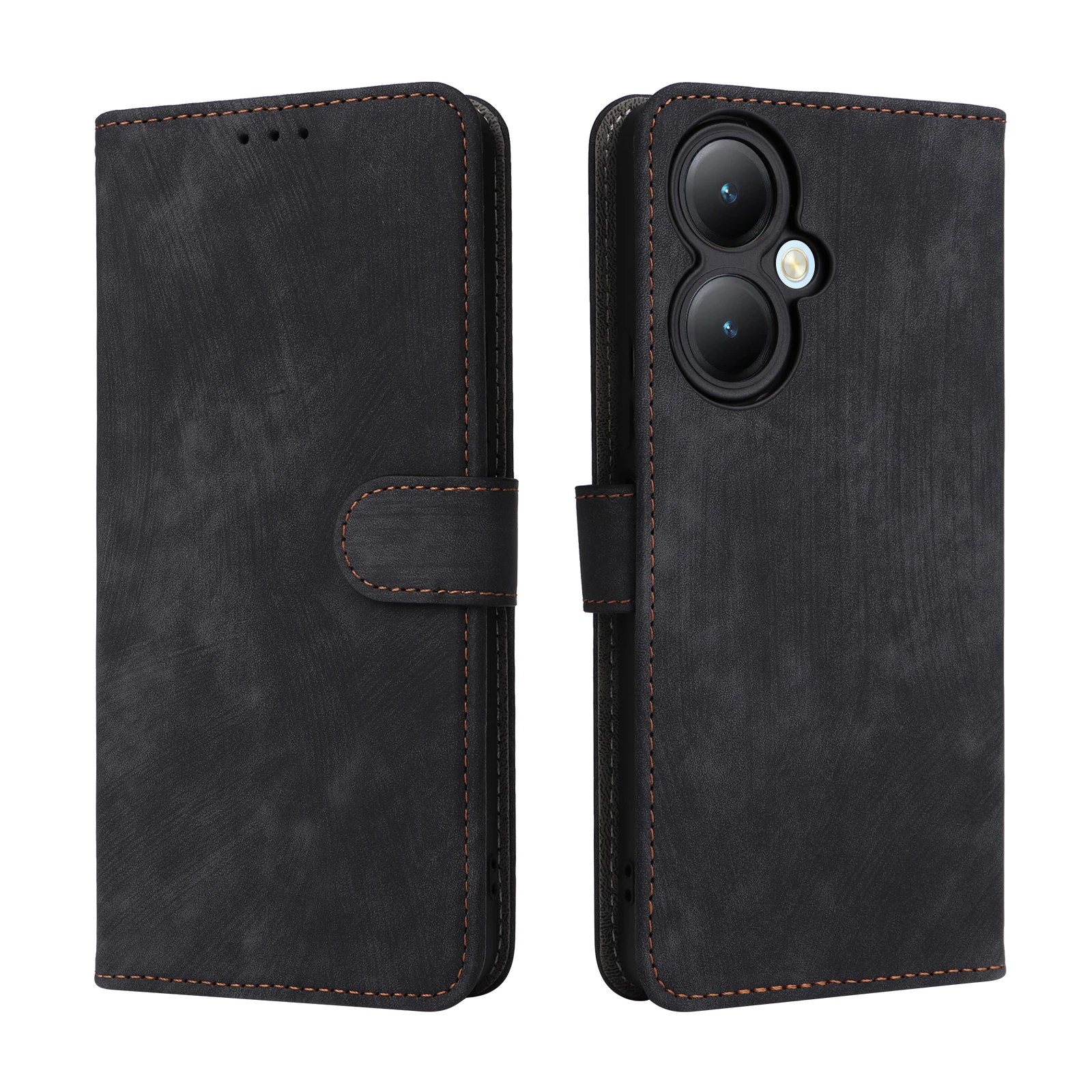 Flip Leather Cover For Vivo Y35m+ Y35+ Y33t Magnetic Button RFID Protection Anti Theft Card Slot Wallet Shockproof Phone Case