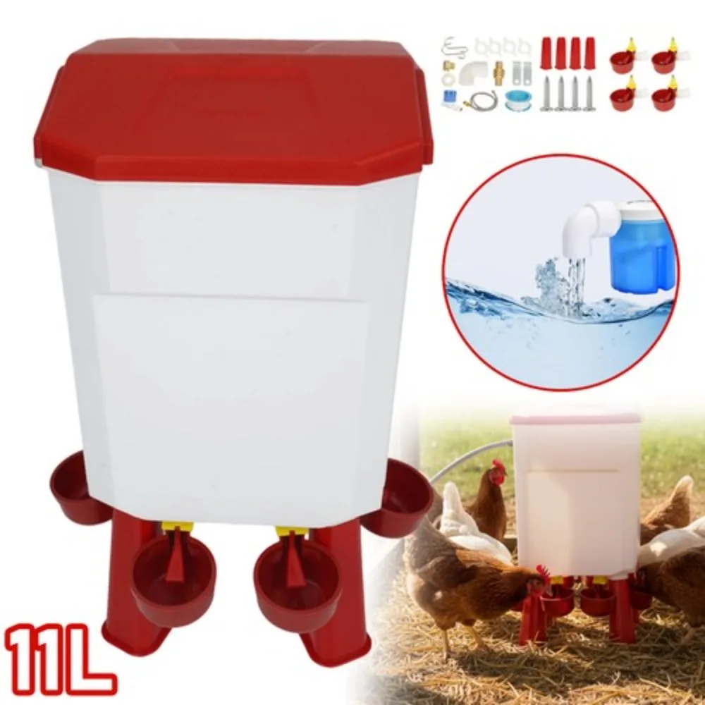 Abreuvoir automatique surélevé pour volailles, capacité de 11L, distributeur d'eau pour poulets, canards, oies, approvisionnement en eau pratique pour la volaille de cour.