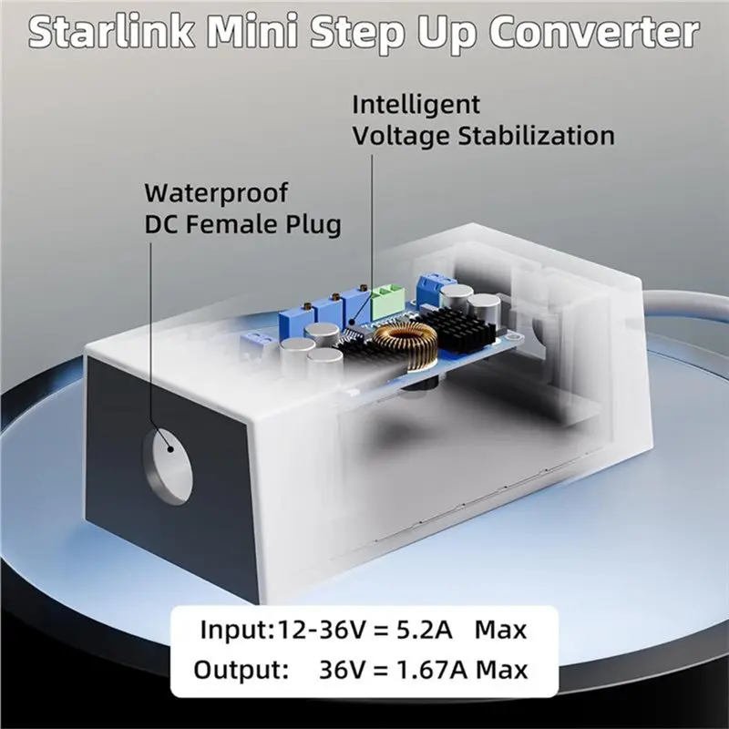 A20K-Power Cable With Step Up Converter 12-36V DC USB-A/USB-AC 120W For Starlink Mini Car Adapter 3Meter Cigarette Lighter