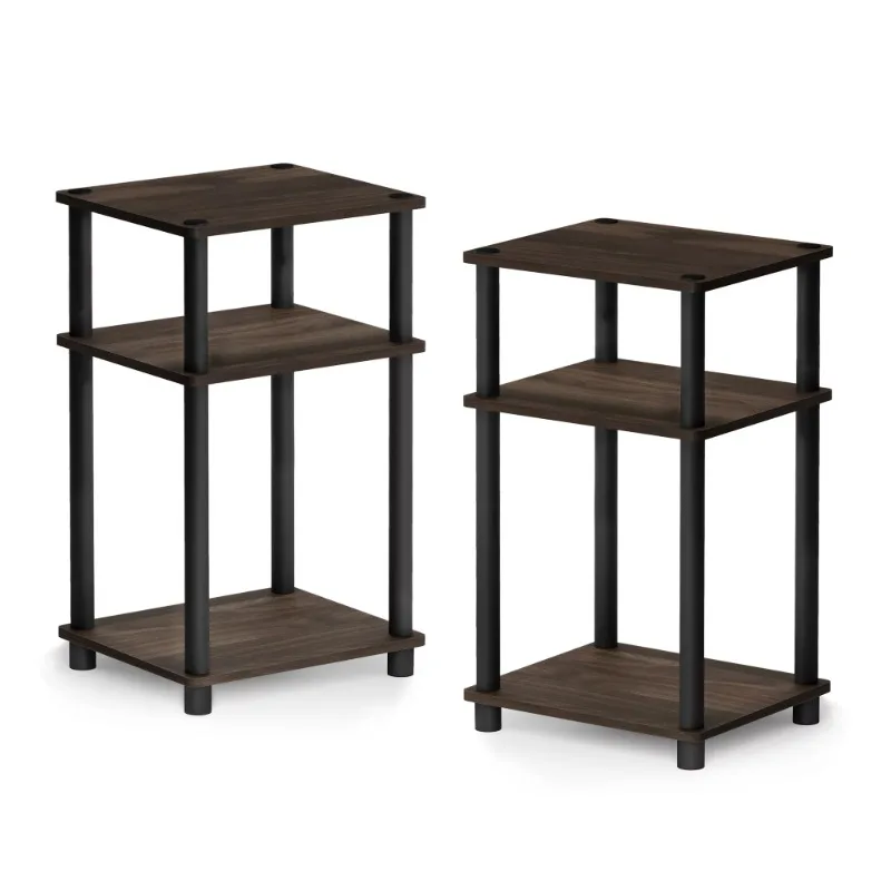 

3-Tier End Table, 2-Pack, Columbia Walnut/Black, Rectangular, Wood