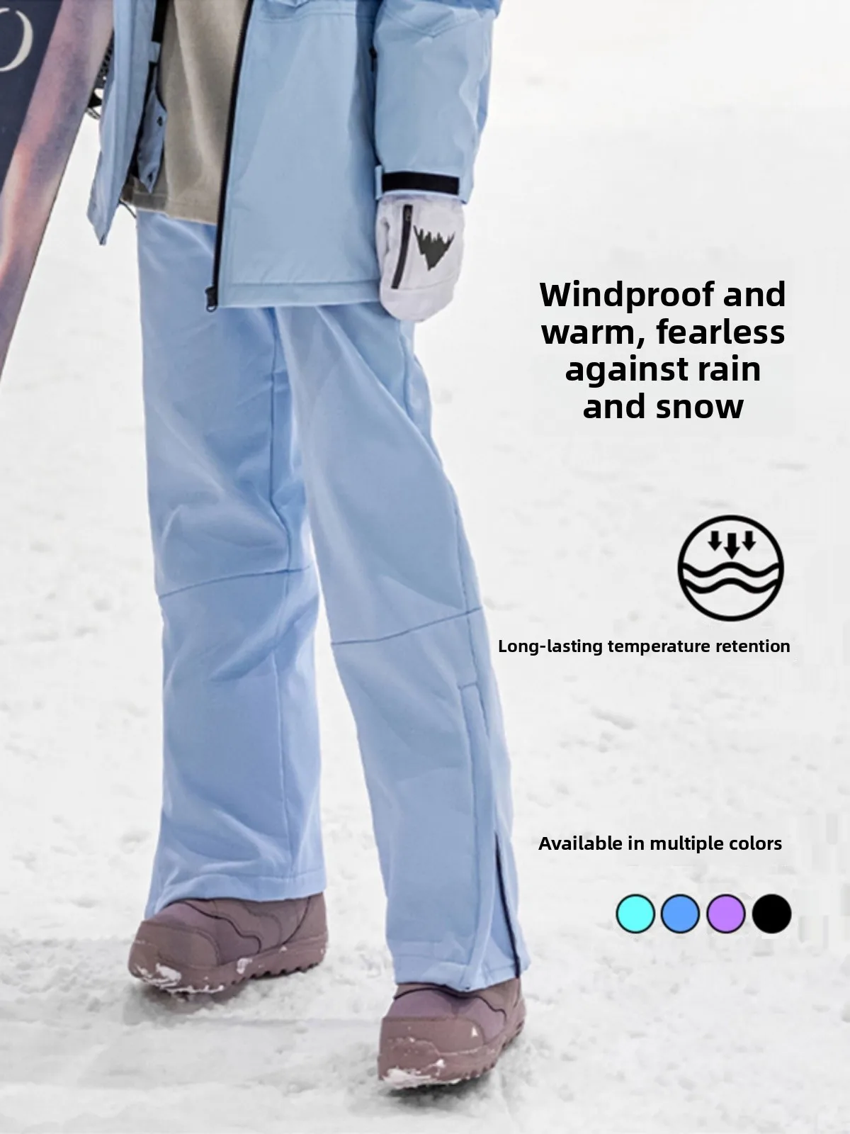 

Men's Ski Pants Winter 2024 New Fce Lined Casual Outdoor Mountain Climbing Windproof Waterproof Cotton Trousers