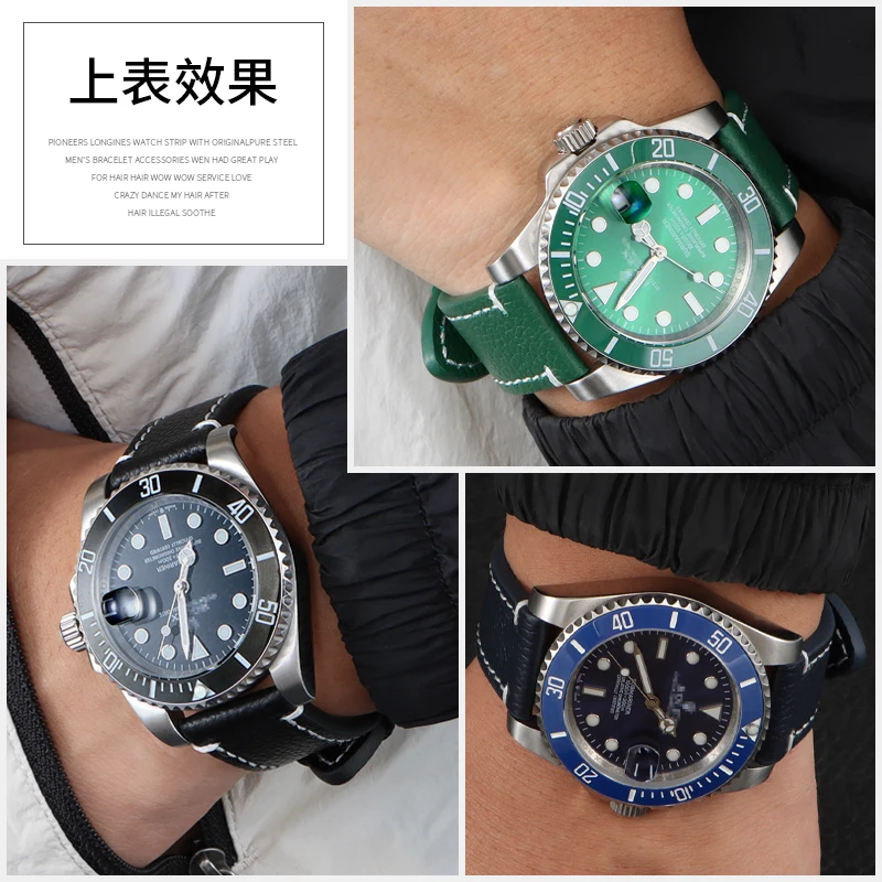 Кожаный ремешок для часов PP PATEK Seiko Longines, мягкий браслет 18 мм 19 мм 20 мм 21 мм 22 мм 24 мм, черный, синий, красный ремешок на запястье