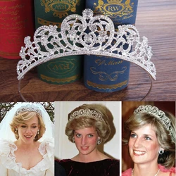 Diana Princess Heart Designs Bride Tiaras Rhinestones  Wedding Hair Crowns Tocado Novia Headband Girls Headpiece Accessories