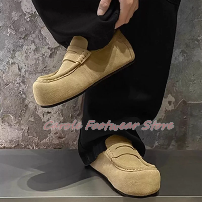 

Мужские лоферы ручной работы из искусственной замши с квадратным носком и мелким носком, деловые деловые мужские повседневные сабо высокого качества, мужские свадебные туфли