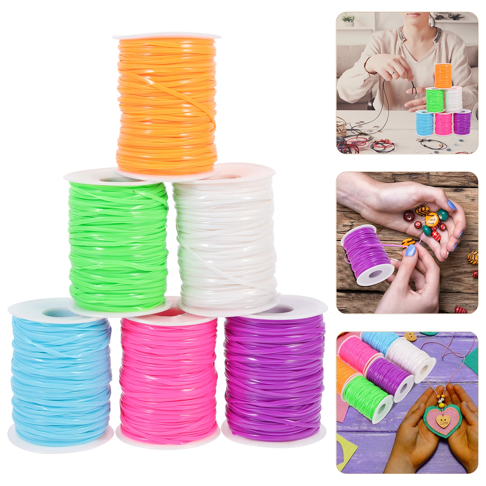6 Rolls Braided Flap Lanyard Weaving DIY Lacing Cord Craft Gift Long Pvc Making