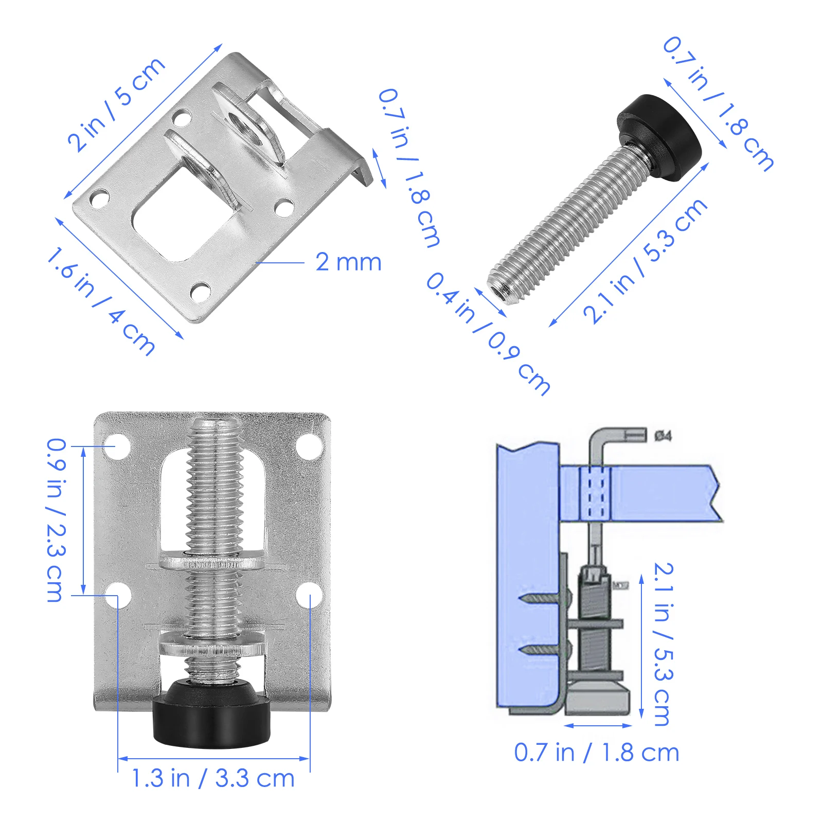 DOITOOL 4pcs Leveling Feet Heavy Duty Furniture Levelers Duty Leveling Feet Adjustable Leveler Legs for Cabinet Table Workbench image 4