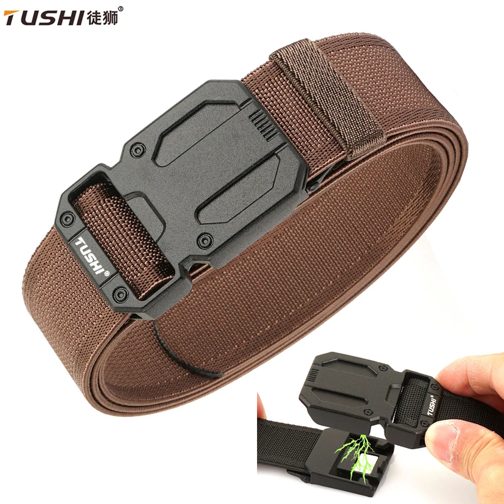

TUSHI Mens Belt Outdoor Tactical Belt Training Nylon Braided Casual Canvas Magnetic Buckle Belt Pants Jeans Military Belt Sport
