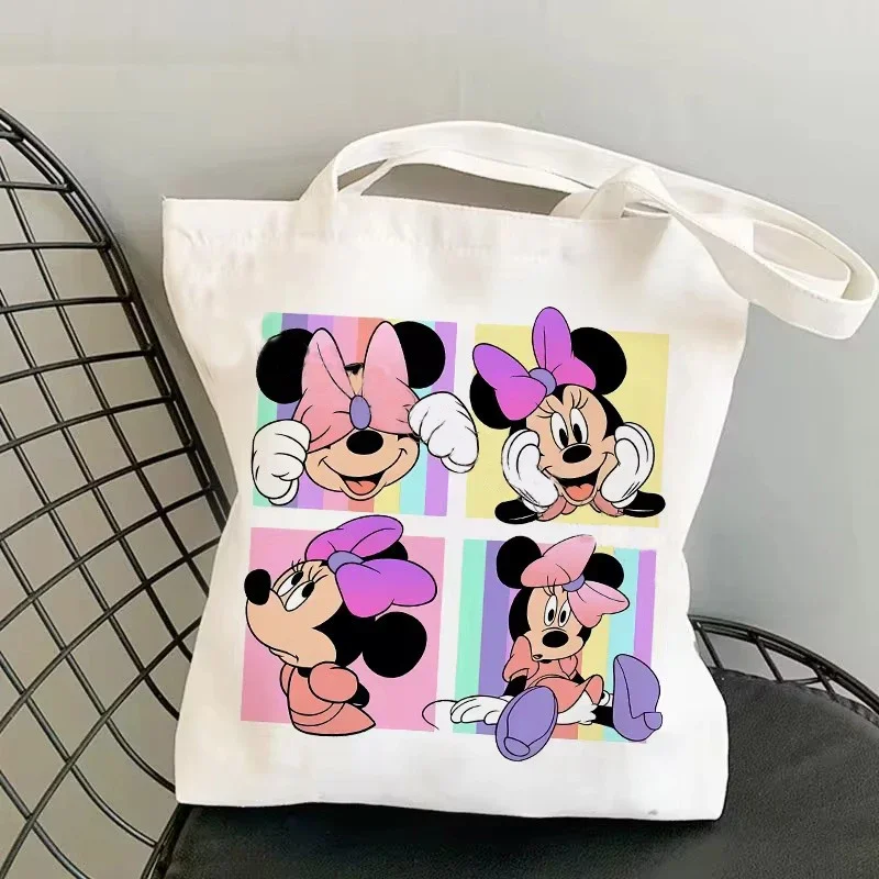 Hot Selling Mickey Minnie Cartoon White Single Shoulder Canvas Bag Students Attending Classes Convenient Girl Commuting Portable