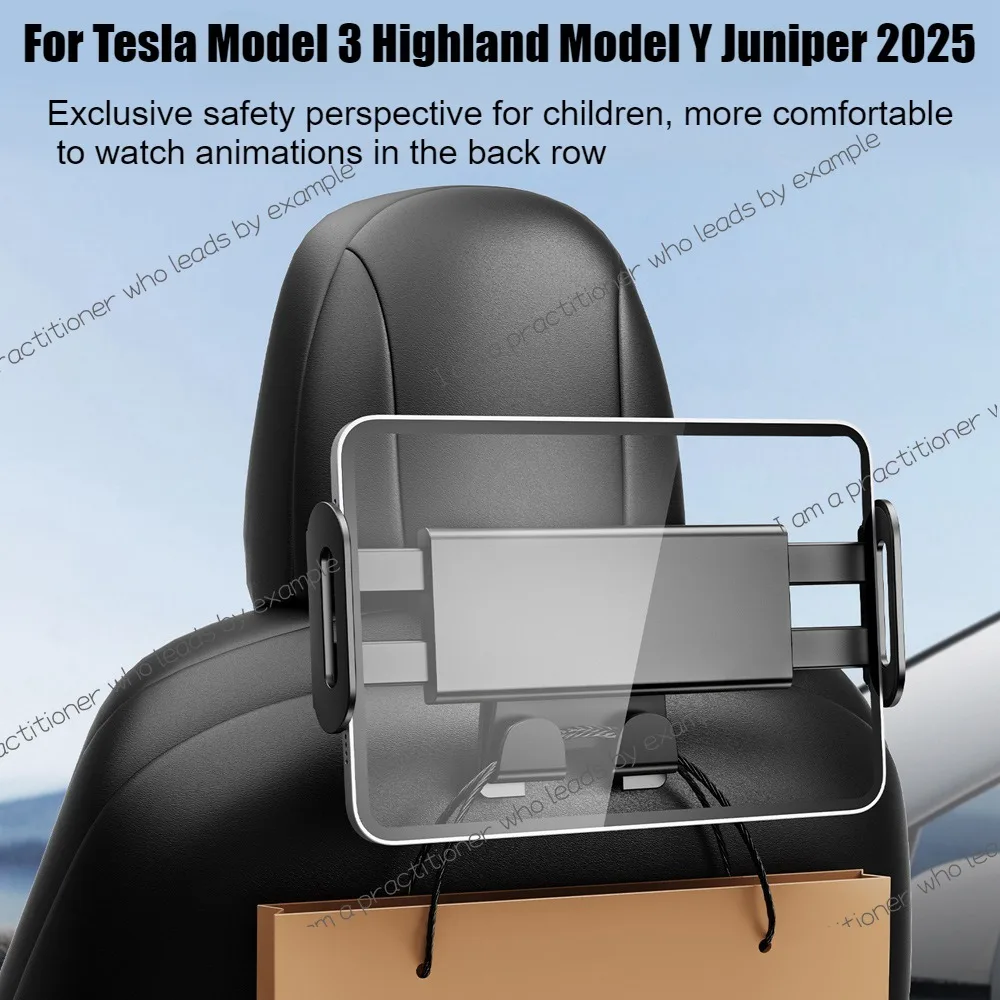 For Tesla Model 3 Y 2025 Back Seat Phone Holder 2 hooks 360° Rotate Stand Auto Headrest Bracket Support For Tablet PC iPad Mini