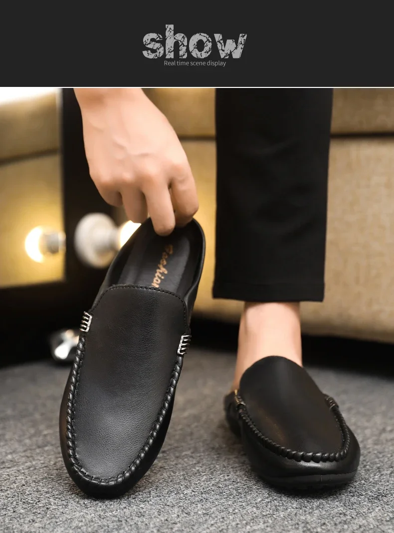 Heiß begehrte PU-Leder Freizeitschuhe für Herren, Halbschuhe, atmungsaktive Herren-Loafer, bequeme Slip-On-Schuhe, Lazy Shoes, Herren-Slipper – Detail 10