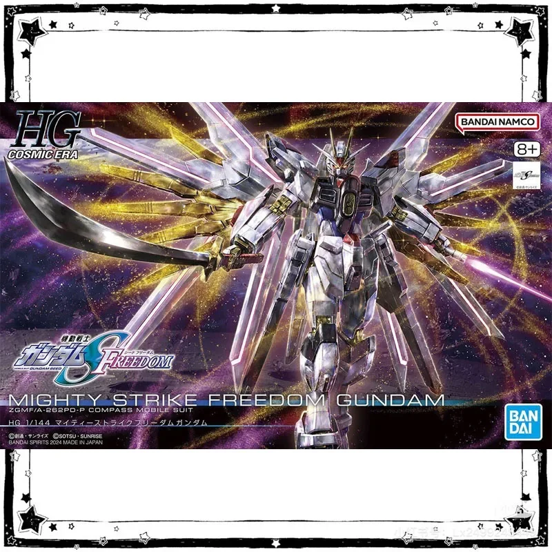 In Stock Bandai Gundam Model Kit Anime Figure HG 1/144 Mighty Strike Freedom Anime Action Figure Collection Assembly Model Toys
