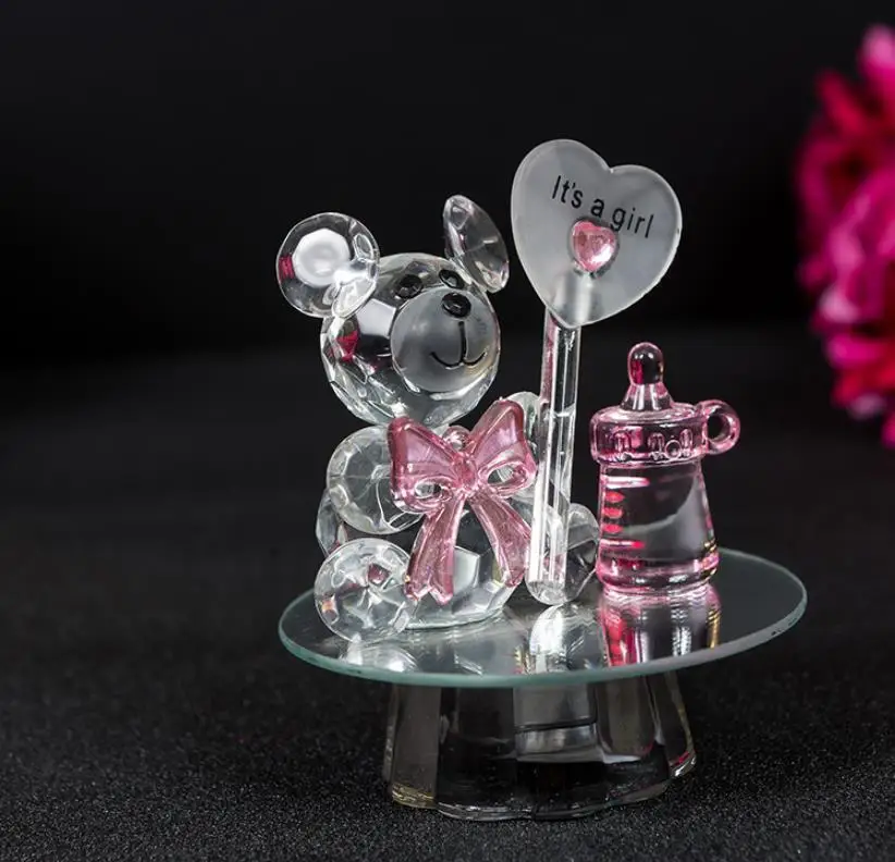 100pcs K5 Crystal Bear Baby Bottle Baptism Baby Shower Souvenirs Party Christening Giveaway Gift for Guest Wholesale