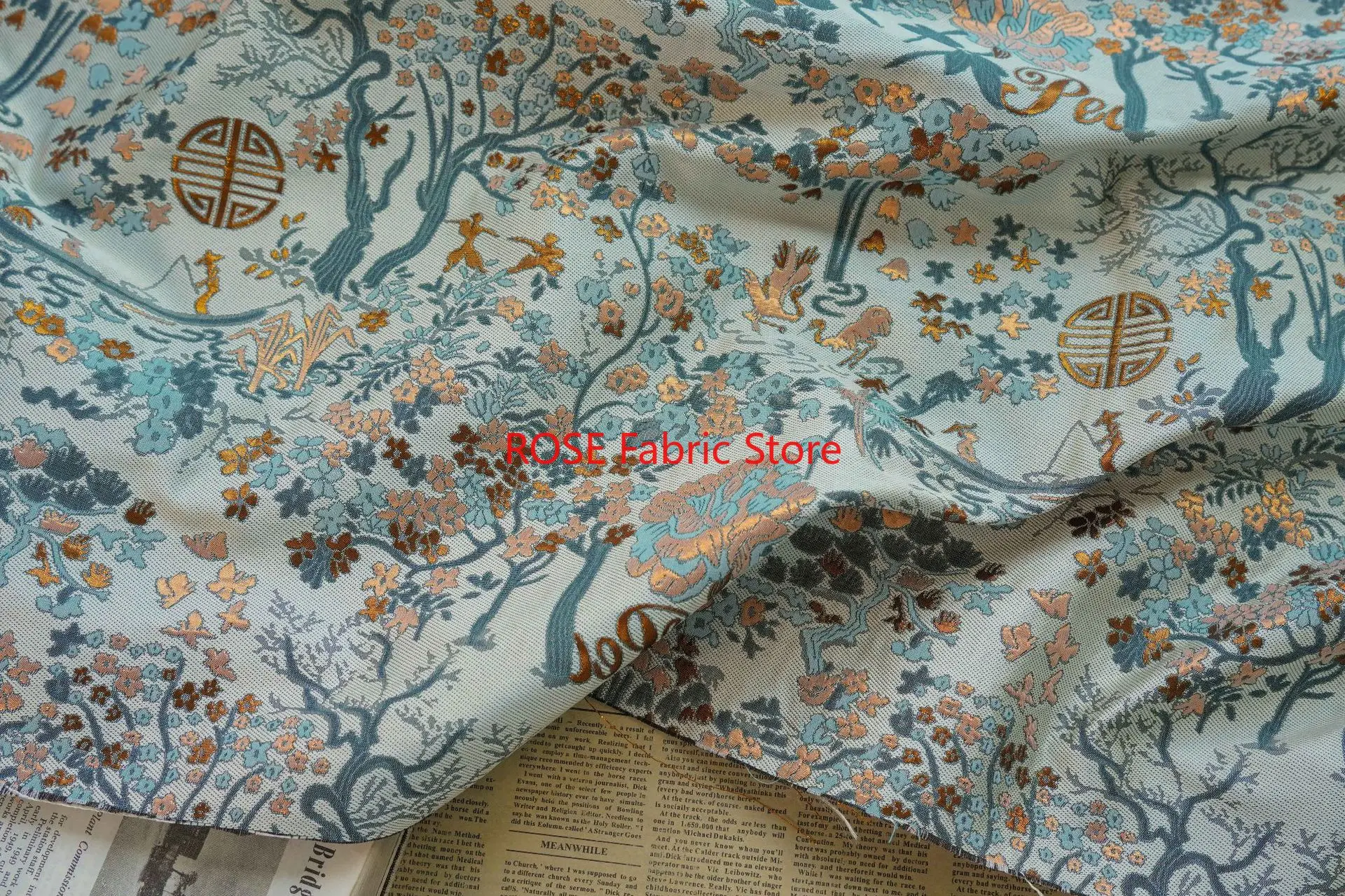 1 metro retrò stile palazzo tessuto jacquard di seta oro tende moda cuscini borsa per bagagli tessuto da cucito fai da te
