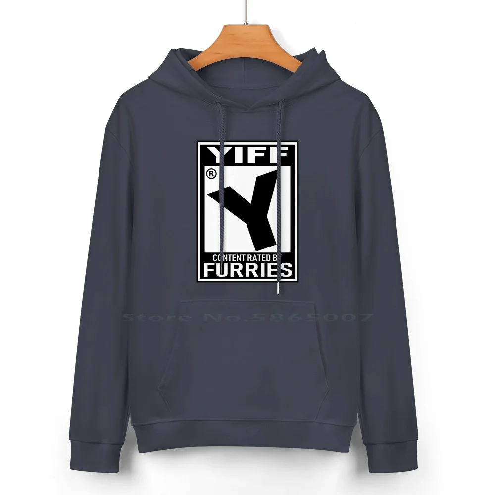 Furry Rating-Yiff Cotton Hoodie Sweater 24 Colors Game Rating Spoof Furry Monotone Grayscale Greyscale Lewd Nsfw 100% Cotton