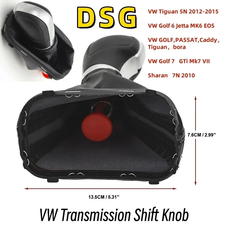 

HQ DSG Automatic Gear Shift Knob Stick Lever Shifter Leather Dust Cover For VW Golf 6 Jetta MK6 EOS Passat B7 CC Sharan 7N 2010