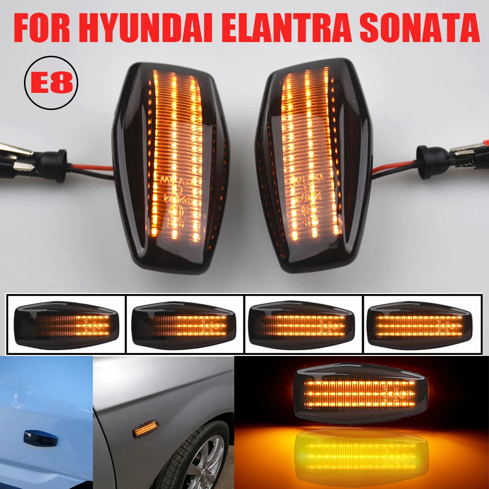 2PCS Dynamic Blinker LED Light Side Marker For Hyundai Elantra XD i10 Getz Sonata XG Tucson Terracan Coupe