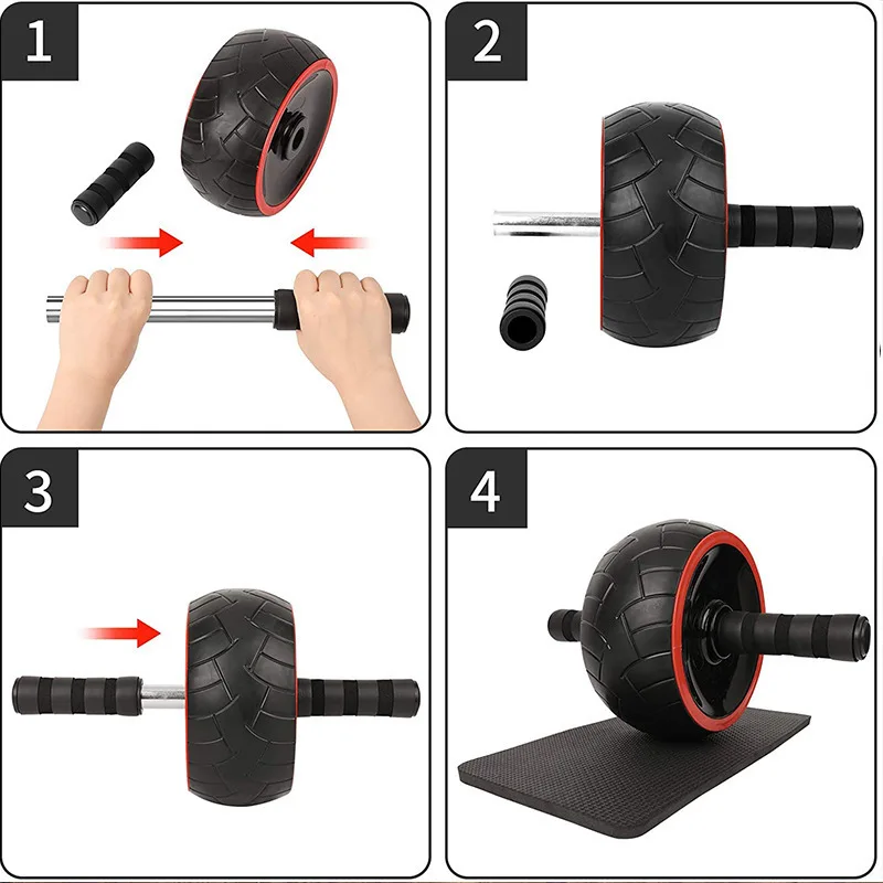 Abdominal Trainer Widened Silent Detachable Ab Wheel Combo Kit Core Strength Exercise Suitable for Home Gym Fitness Equipment