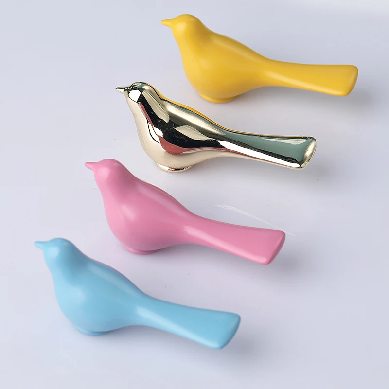 Modern Creative Cartoon Color Bird Dolphin Kids Knob Gold Blue Pink Yellow Drawer Cabinet Cupboard  handle wardrobe wall HooK