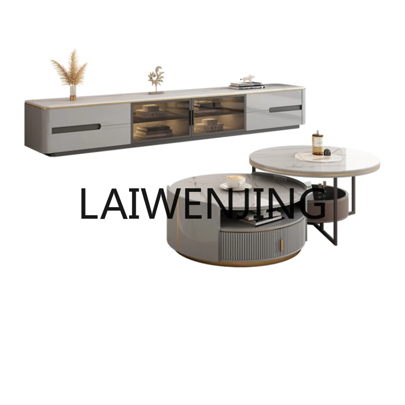 

RWJ Stone Plate TV Cabinet TV Stand Tea Table Combination