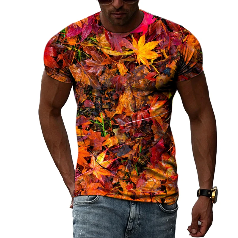 Summer Fashion Exclusive Creativity Plant Leaf graphic t shirts For Men Trendly Casual Personality O-neck 3D Print T-shirt Tops