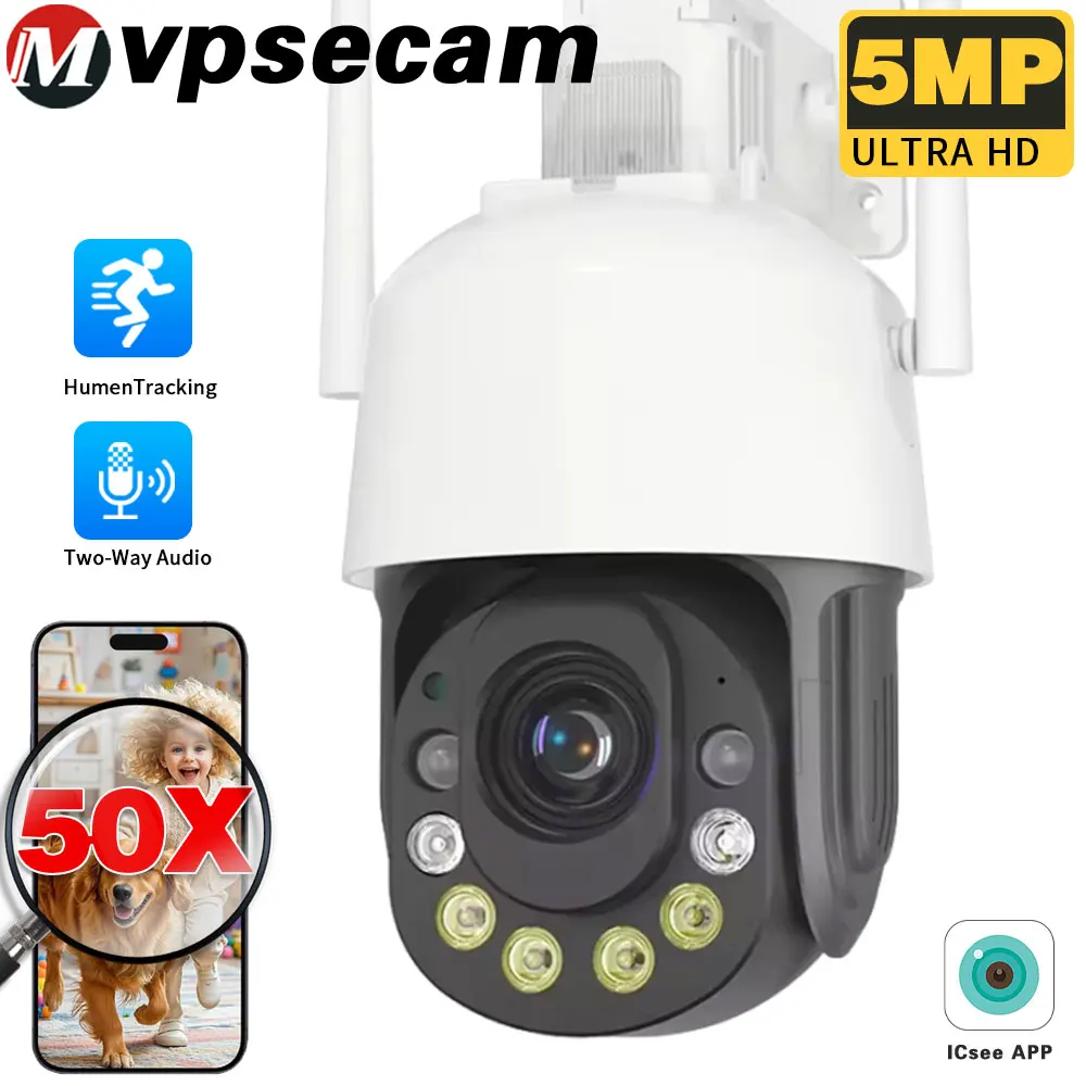 

50X 30X Zoom Wifi CCTV Security Camera Color Night Vision Outdoor 5MP Wireless PTZ IP Dome Camera Video Surveillanc 2 way audio