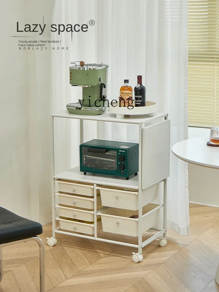 ZC Mobile Sideboard Cabinet Household Kitchen Storage Rack Floor Standing Storage Cabinet Multi-Functional Storage Cabinet