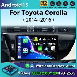 Android 15 Car radio For Toyota Corolla 11 2012-2016 E170 E180 Carplay Android auto Qualcomm Car stereo Multimedia player 4Gwifi
